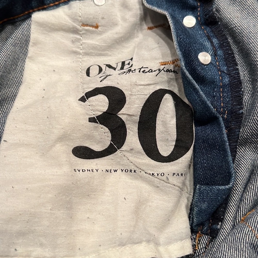 One Teaspoon Denim Distressed Style W/ Black Adjustable Faux Leather Trim 30 - Picture 13 of 13